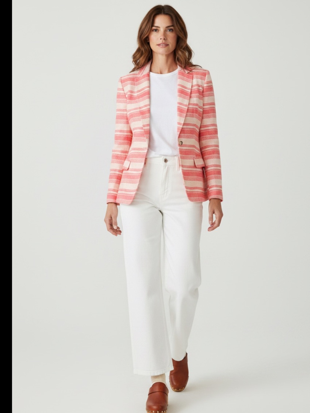 Ann Taylor Loft Striped linen Single-Button Blazer NWT